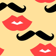 Vector seamless background. lips prints