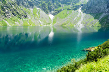 amazing black pond (polish: czarny staw) in High Tatra mountains, Poland