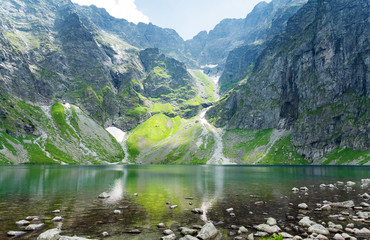 amazing black pond (polish: czarny staw) in High Tatra mountains, Poland © lukaszimilena