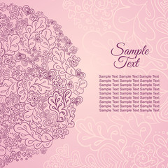 floral card rose colored. sample text