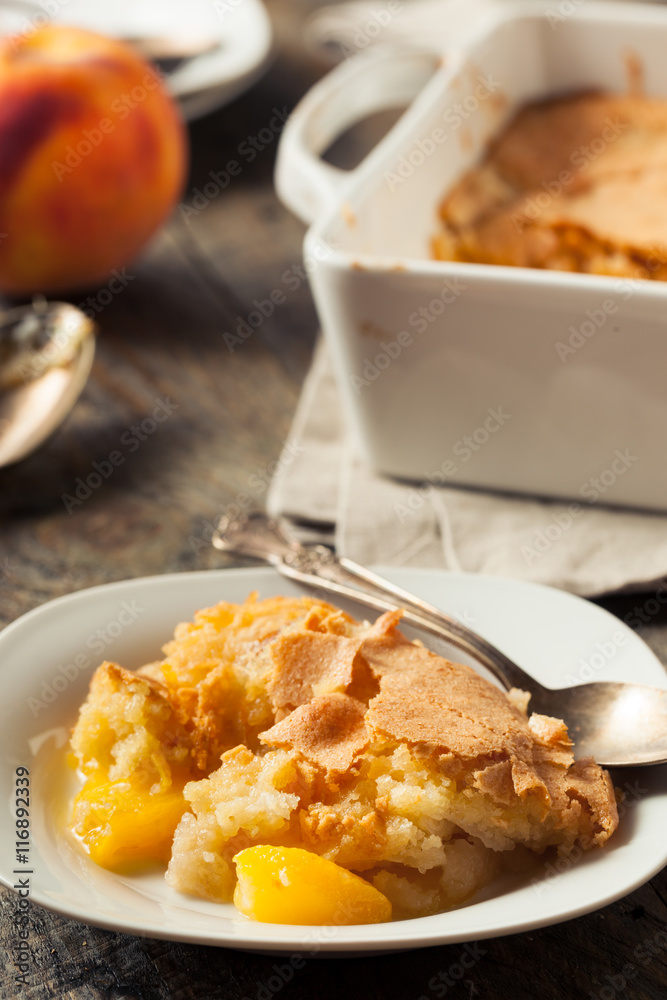 Poster delicious homemade peach cobbler