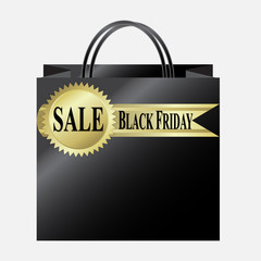 Shopping paper bag with black friday and sale label