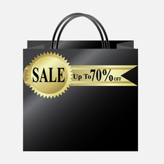Shopping paper bag with sale label