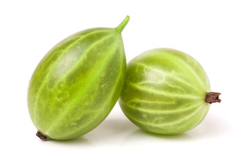 two gooseberry isolated on white background close-up macro