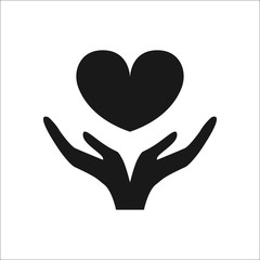 Obraz premium Heart in hands symbol simple icon on background