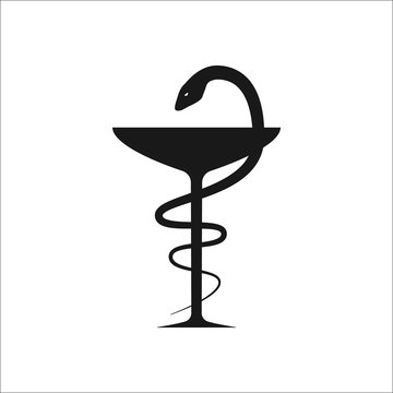 Pharmacy Icon with Caduceus symbol simple icon on background