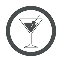 Icono plano coctel con aceituna en circulo color gris