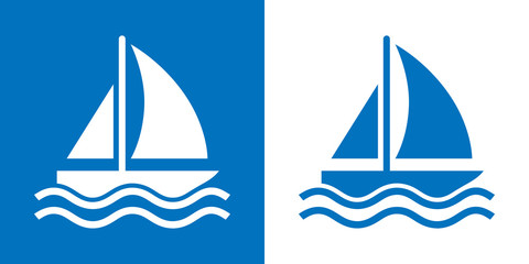  Icono plano velero azul © teracreonte
