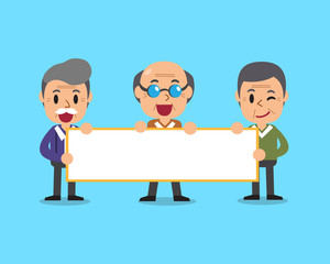 Fototapeta premium Cartoon senior men holding board for presentation