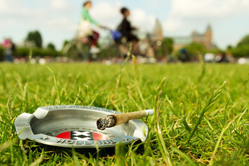 Marijuana joint in the background Amsterdam