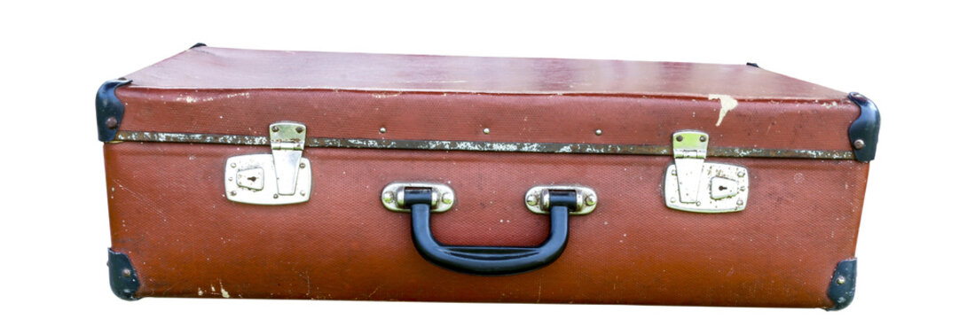 retro suitcase, isolated on white background