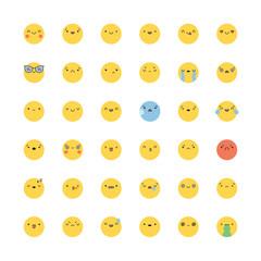 Emoji icon vector set. Flat korean style isolated emoticons.