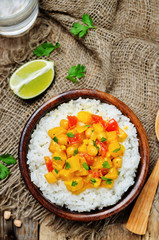 pumpkin chickpea curry with rice