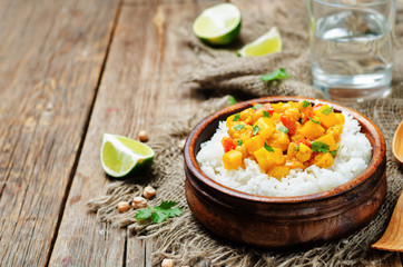 pumpkin chickpea curry with rice