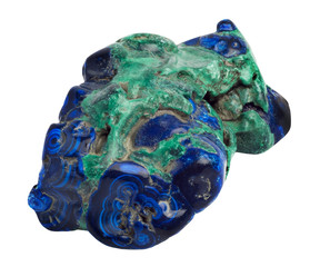 Blue Azurite gemstone isolated on white background