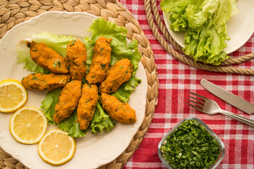 Mercimek Koftesi / Turkish Food with Bulgur and Lentil.