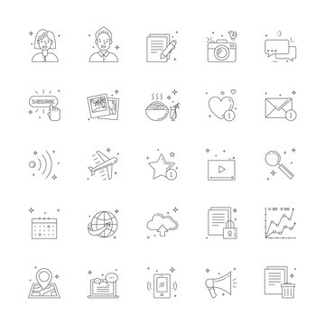 Blog icon set. Clean and simple outline design.