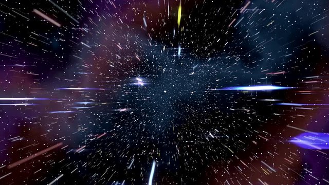 Space warp speed hyperspace travel through starfield nebula 4K
