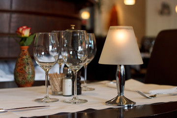 Served table in a Belgian restaurant