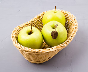 Green apples in a basket
