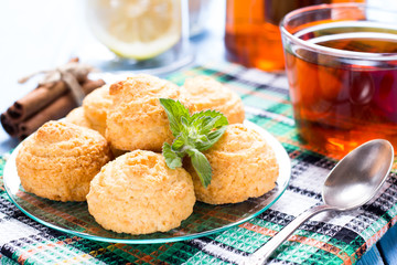 Coconut cookies and cup of tea