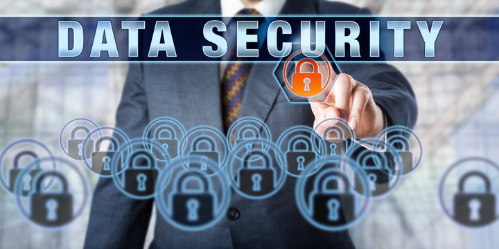 Corporate Executive Pushing DATA SECURITY