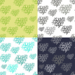 set of seamless pattern silhouette of trees.  illustration