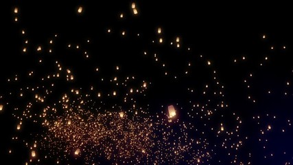 Thousands of sky lanterns are released into the night sky to wish for good luck as part of a lantern festival.