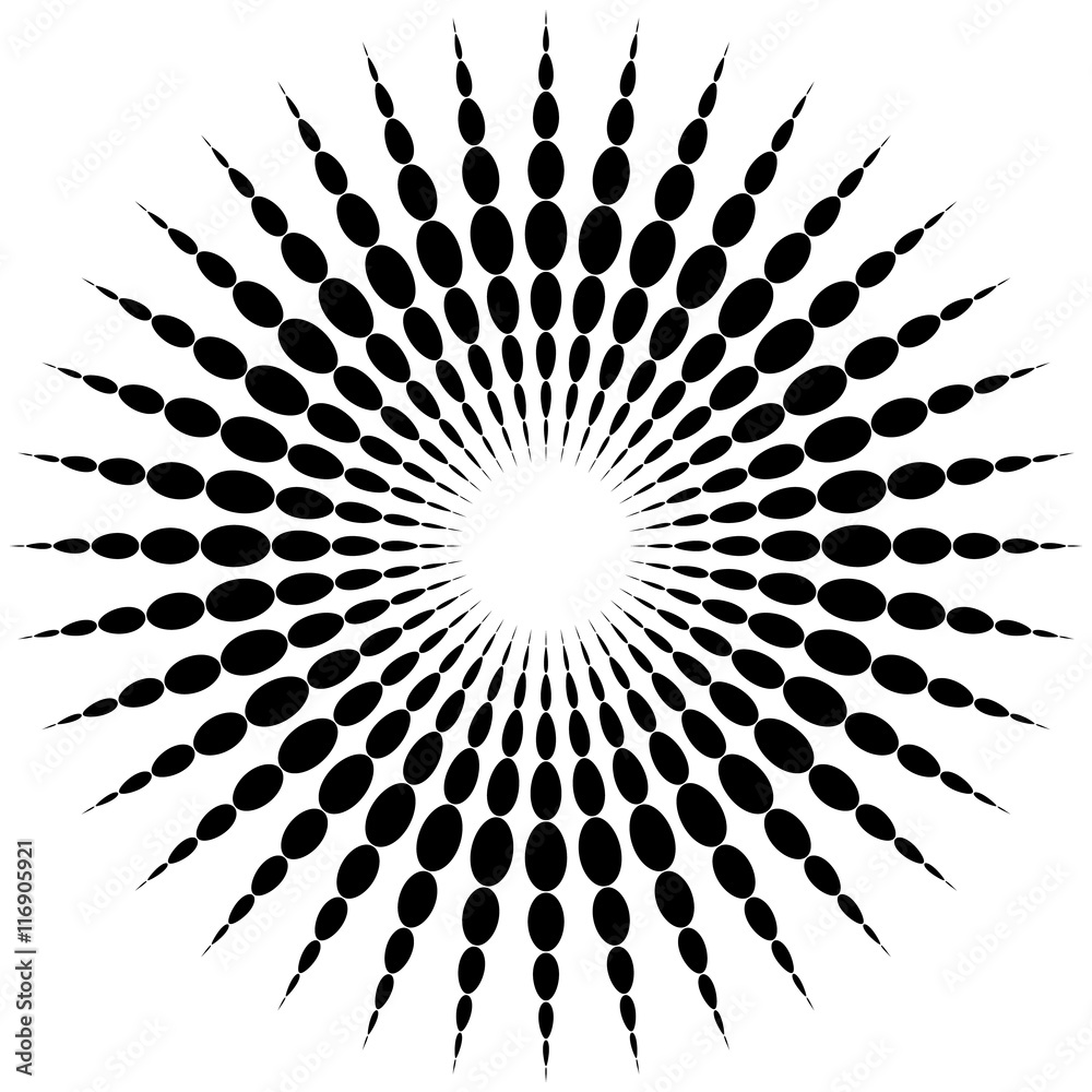 Aufkleber Circular motif element. Radial dotted lines with irregular profi