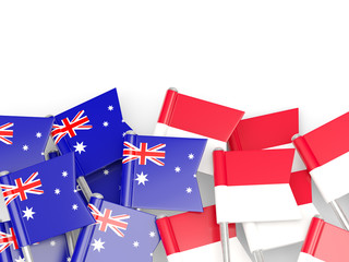 Flags of Australia and Indonesia isolated on white