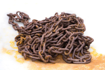 old rusty chain isolated on white