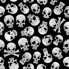 Skeleton skulls seamless pattern background