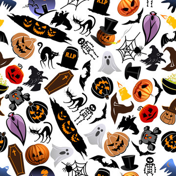 Halloween cartoon seamless pattern background