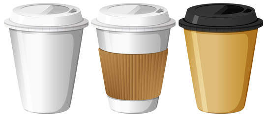 Three designs of paper cups