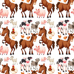 Seamless background with farm animals