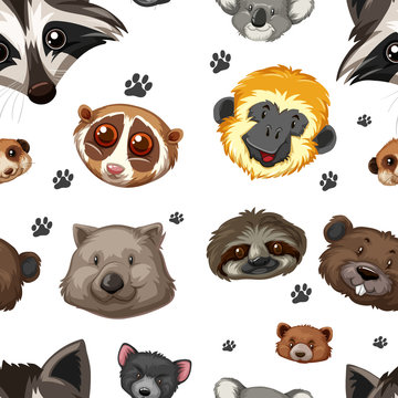 Seamless background with animal heads