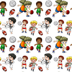 Seamless background with people doing sports