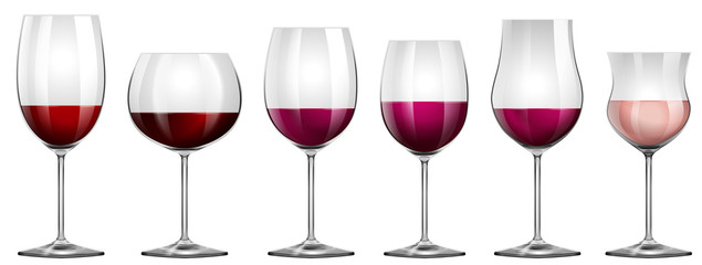Different sizes of wine glasses