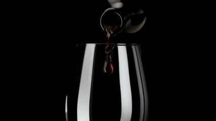 Camera follows red wine pouring into glass. Shot with high speed camera, phantom flex 4K. Slow Motion. - Powered by Adobe