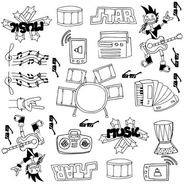 Doodle of music set stock vector