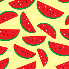 Watermelon tropical fruit seamless pattern vector background