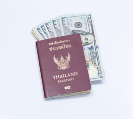 Passport and US dollar banknote