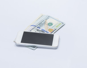 Smartphone and US dollar banknote