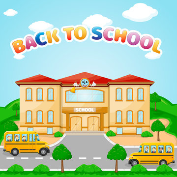 illustration of school building for back to school banner