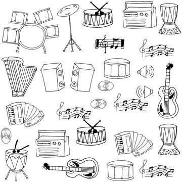 Doodle of hand draw music object