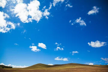 Foto op Plexiglas zonnige steppe en heuvels © surtmanny
