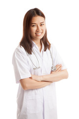 Portrait of Asian female doctor  folded arms and smile.