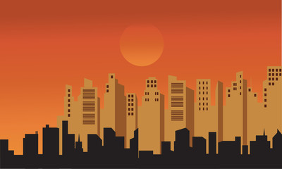 Fototapeta premium Silhouette of buildings at afternoon