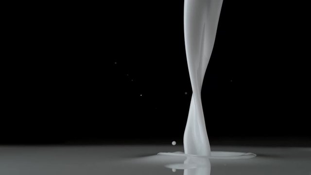 Close-up milk being poured. Shot with high speed camera, phantom flex 4K. Slow Motion. 