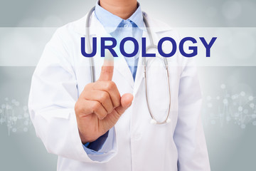 Doctor hand touching UROLOGY sign on virtual screen. medical concept